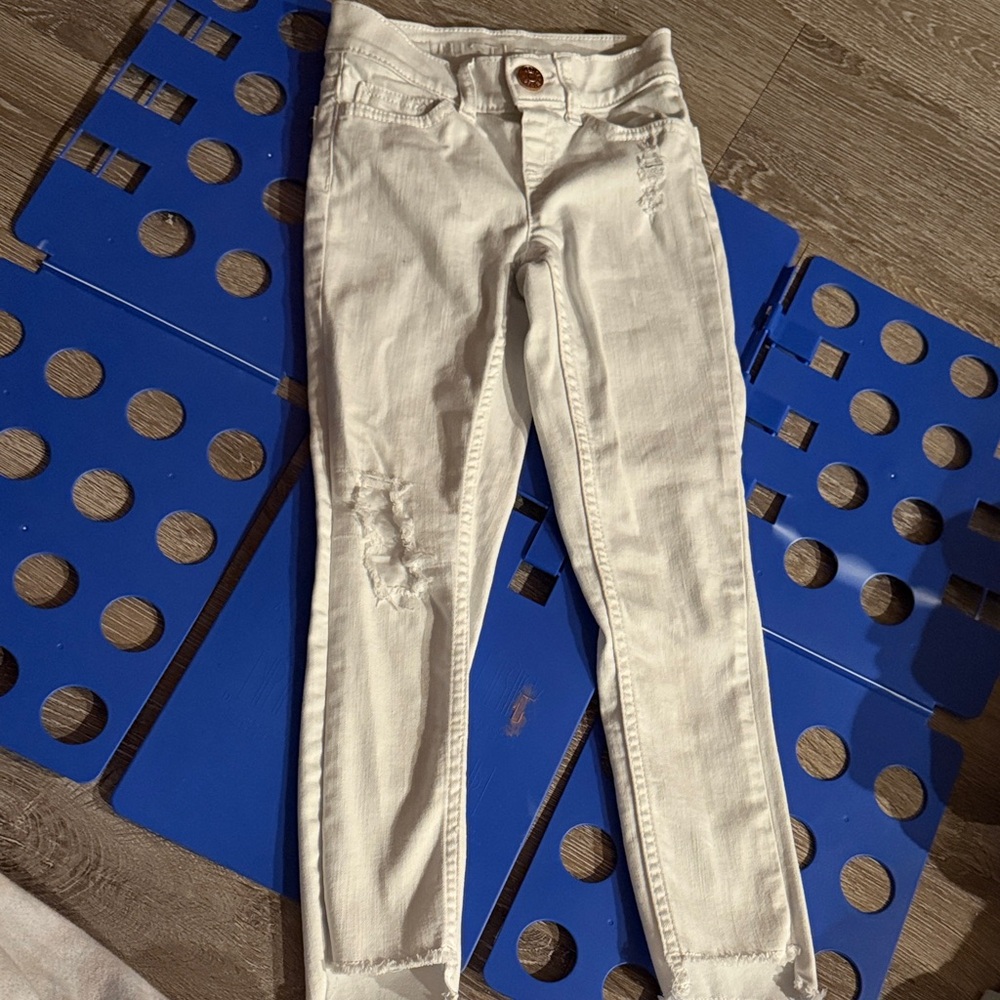 Justice White Distressed Kids Jeans